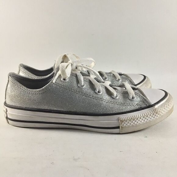 Converse chuck taylor all star kids shoes lace up sneakers silver size 4 - Picture 1 of 8